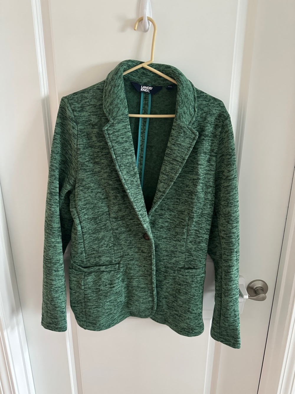 Lands' End Heathered Green Knit Blazer MTALL
